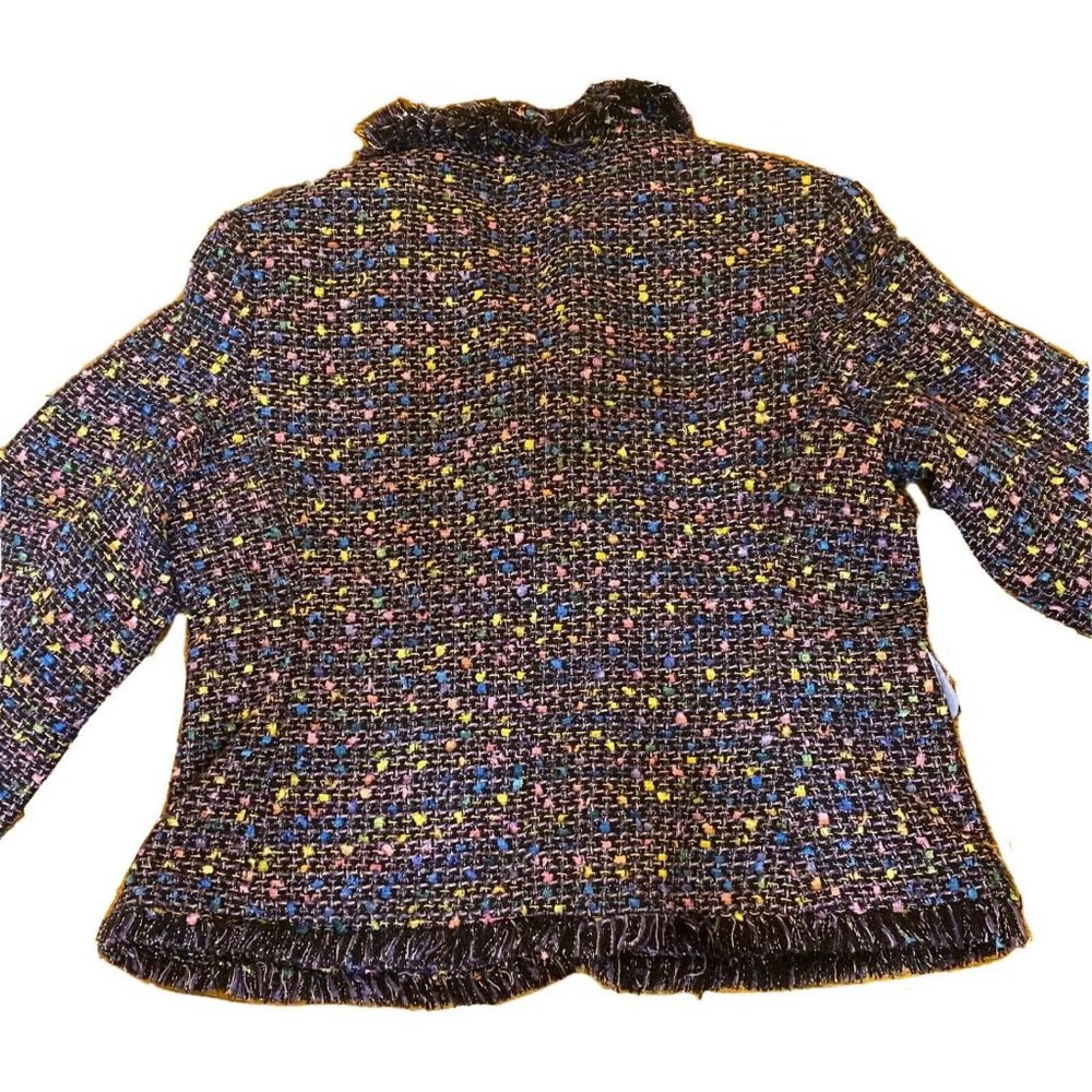 Vintage Chadwicks Women 12P Blazer Fringe Large Weave Purple Lined - Picture 3 of 4